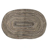 Jute Oval Door Mat Stripe by Le Forge - Natural/Black