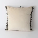 Back of - Fringe Cushion by Le Forge - 45 x 45cm - Stone