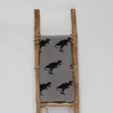 Cotton Dinosaur Throw by Le Forge - Natural/Dark Green - 80x100cm