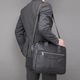 Larch Coffee Leather Briefcase by Nikau Design