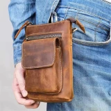 Poplar Brown Crazyhorse Leather Pouch by Nikau Design