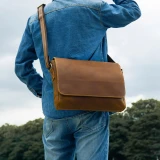 Clematis Brown Crazyhorse Leather Satchel by Nikau Design