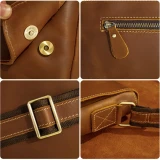 Clematis Brown Crazyhorse Leather Satchel by Nikau Design
