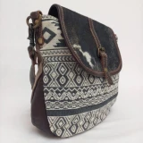 Cindy Hide/Canvas Crossbody Bag Bag by Backyard
