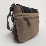 Cindy Hide/Canvas Crossbody Bag Bag by Backyard