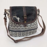 Cindy Hide/Canvas Crossbody Bag Bag by Backyard