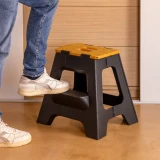 Compact 2 Step Bamboo On Top Foldable Stool by Vigar - 40cm