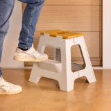 Compact 2 Step Bamboo On Top Foldable Stool by Vigar - 40cm