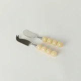 Set of 2 Resin Beaded Cheese/Pate Knife by Le Forge - Ivory