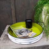 Round Tray White/Lime Enamel by Vanillaware