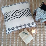 Black Geometric Floor Cushion by Backyard