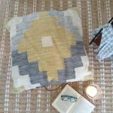 Yellow Geometric Floor Cushion by Backyard