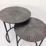 Antique Coffee Table Embossed Lines by Backyard  (2 Pack)