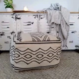 Black/Cream Geometric Pouff by Backyard