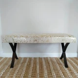 Chicago Stool Hide White/Gold by Backyard