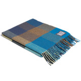 Blue with Citrus Check Lambswool Throw by Foxford