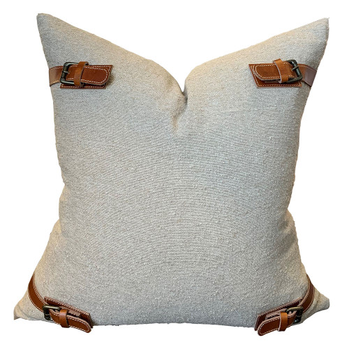 Leather Buckle Cushion Cover by Le Monde