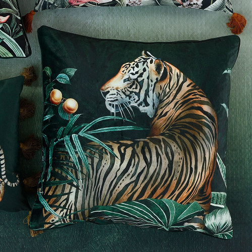 Caspian Jungle Square Tiger Cushion by MM Linen