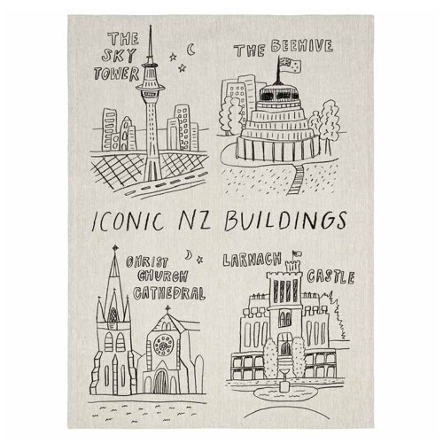Iconic NZ Buildings Tea Towel by Linens and More