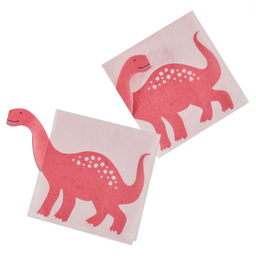 Dino Pink Paper Napkins Pop Out Dinosaur