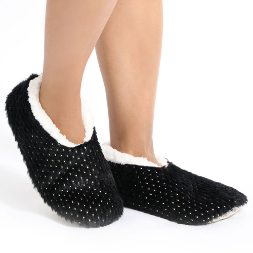 Women's Metallic Black Slippers by SnuggUps