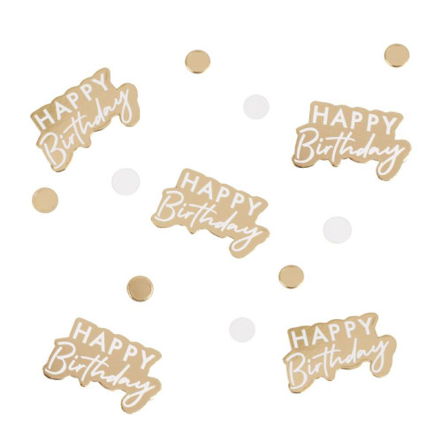 Mix It Up Gold And White Happy Birthday Confetti