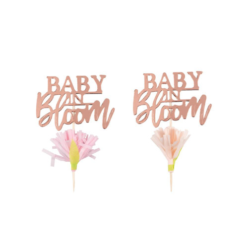 Baby in Bloom Cupcake Toppers Foiled
