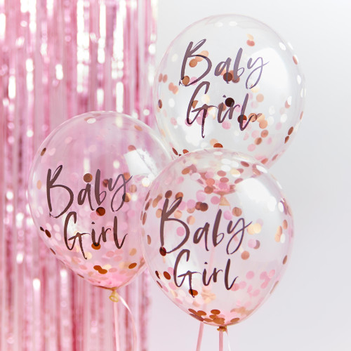 Twinkle Twinkle Confetti Balloons Baby Girl Pink