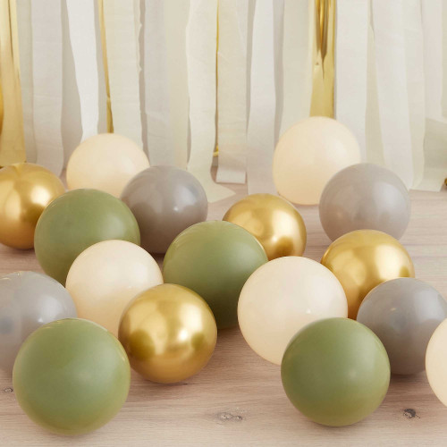 Ginger Ray Balloon Pack Green, Gold, Grey & Sand