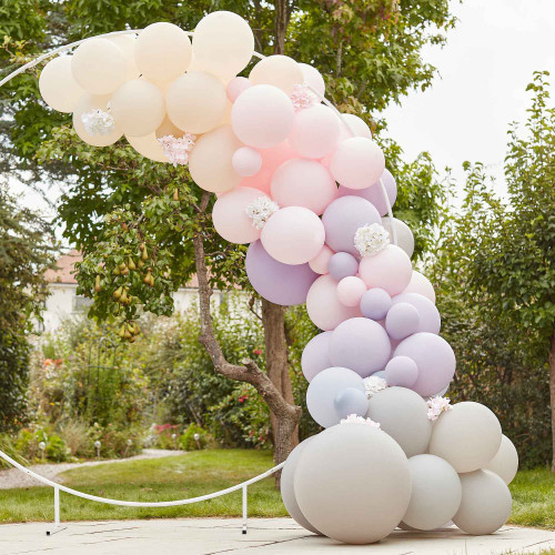 Balloon Arch Pink, Lilac & Matte Grey