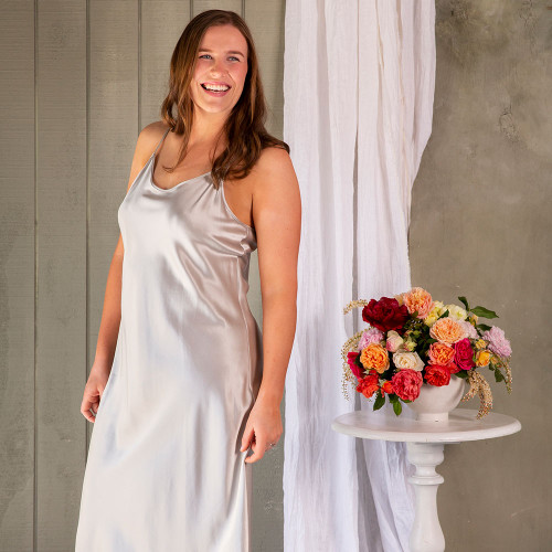 Pewter Silk Chemise by MM Linen