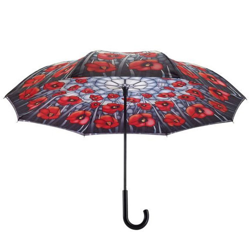 Stained Glass Poppies Reverse Cover Umbrella by Galleria