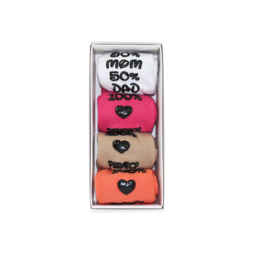 Baby Socks Quotes - Multi Box Pink 4 pairs by outta SOCKS