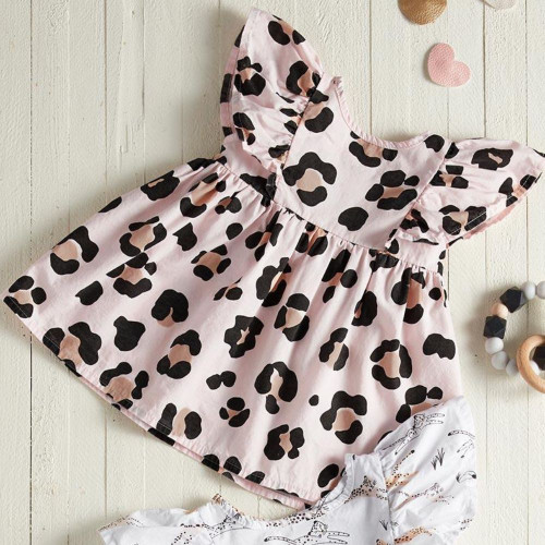Cheetah Print Flutter Sleeve Dress (3-6 months) by Stephan Baby