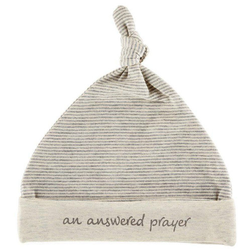 An Answered Prayer Cream/Grey Newborn Cap by Stephan Baby