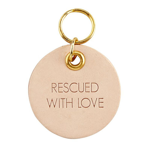 Rescued Leather Pet Tag by Santa Barbara Design Studio