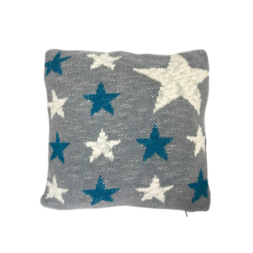 Blue Stars Baby Cushion Grey