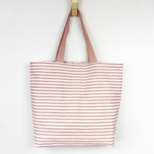 Striped Reversible Hazelnut Tote Bag
