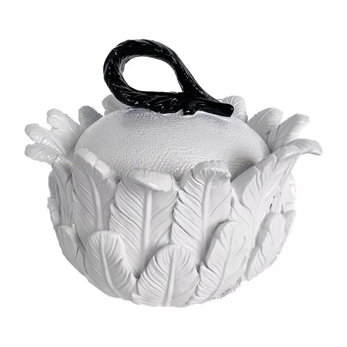 Plumage White And Black Trinket Box by Linens and More