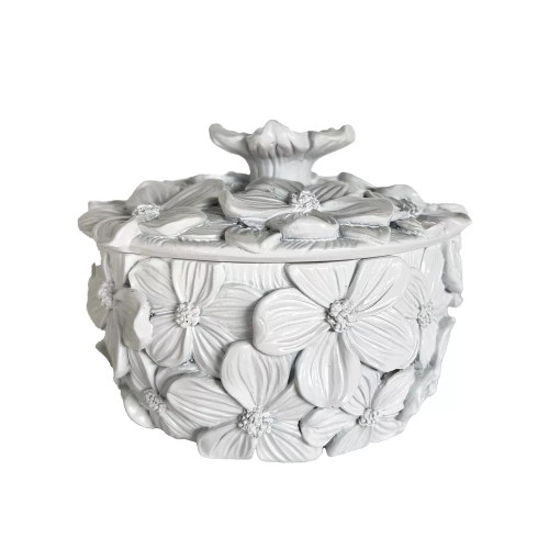 Matte White Petal Trinket Box by Linens and More