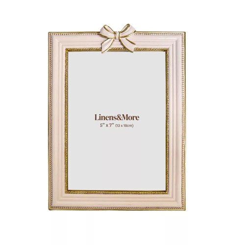 Pink & Gold Ribbon Photo Frame 5 x 7" by Linens and More