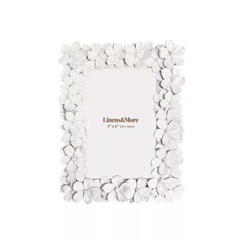 Matte White Petal Photo Frame 4 x 6" by Linens and More