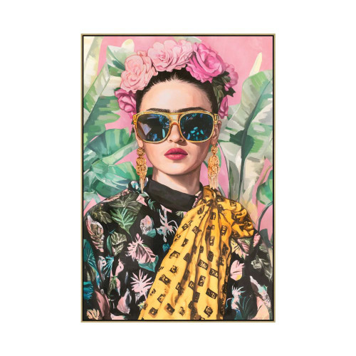 Contemporary Frida Natural Framed Canvas Wall Art by Linens and More