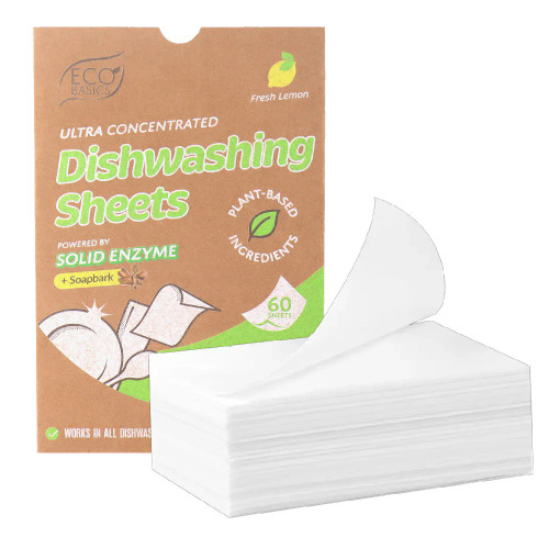 Eco Basics Dishwashing Sheets Fresh Lemon 60 Sheets Pack By White Magic