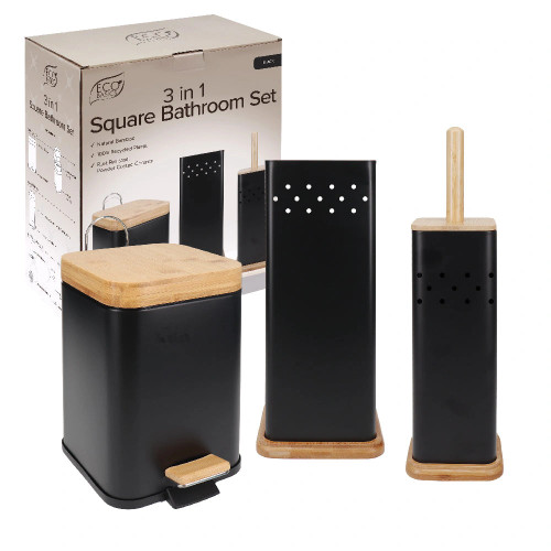 Eco Basics 3 in 1 Square Bathroom Set - Black