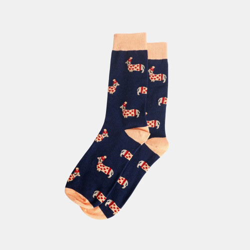Sweater Sausage Dog Socks - Blue by Antigone
