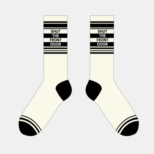 Shut The Front Door Socks - Off White by Antigone