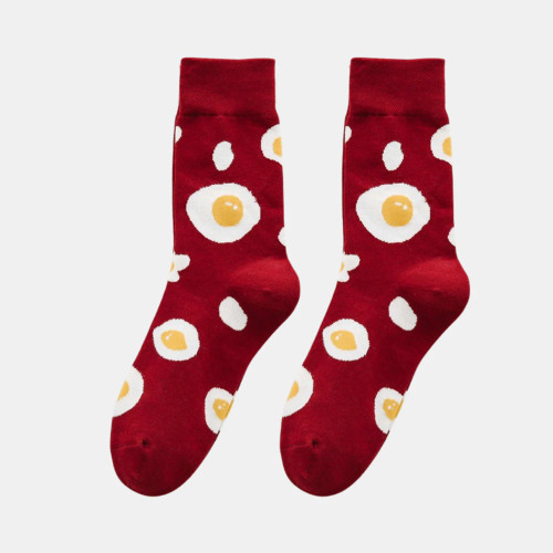 Yellow Fried Egg Socks - Crimson by Antigone