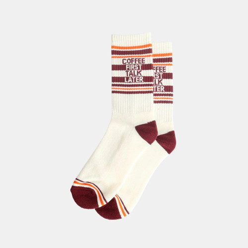Coffee First Talk Later Socks - White by Antigone