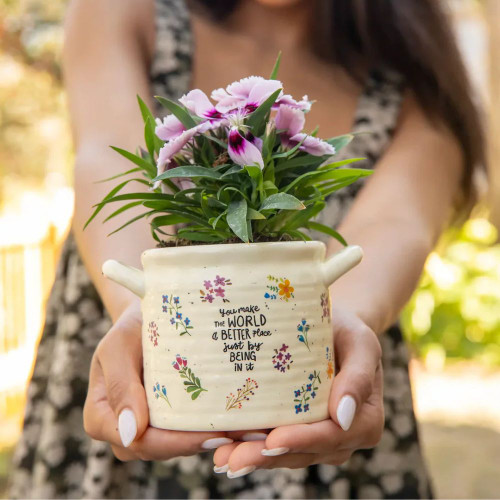 Crock Planter - You Make World Medium by Natural Life